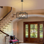 Black Chandelier, Dining Room Light Fixture Geometric Metal Modern Industrial Chandelier Lighting for Farmhouse Living Room Entryway Kitchen (E12 Bulbs Not Included, 6 Light)