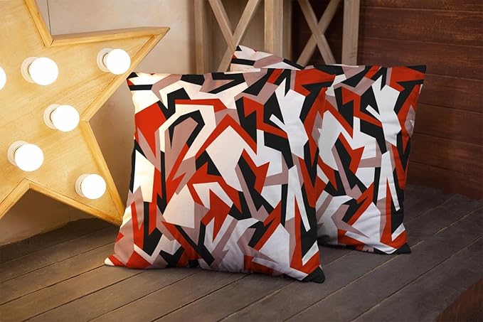 CAPSCEOLL Red Couch Pillow Covers Geometric Camo Abstract Modern Camo Urban White Brown Oil Painting 20X20 Inch Set of 2 Pillow Protector for Bedroom Sofa Living Room Décor Black Throw Pillow Cover
