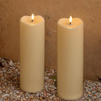 2pack 4"*12" Large Waterproof LED Battary Operated Candles with Remote, Flickering Pillar Electric Flameless Candles for Christmas, Outdoor Larterns,Ivory