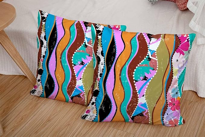 CAPSCEOLL Abstract Grey Throw Pillow Covers,Waves Circles Flowers Paint Modern Abstract Art Throw Pillows for Couch,Decorative Pillow Covers 18X18 Inch 2 Pcs Square Cushion Cover Gift for Couch Sofa