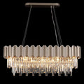L35.4 Linear Modern Crystal Chandeliers Luxury Nickel Rectangle Chandelier for Dining Room Contemporary Oval Raindrop Pendant Ceiling Light Fixture for Kitchen Island Entryway Foyer 10 Lights