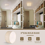 13inch Semi Flush Mount Ceiling Light Fixture,3-Light Ceiling Mount Drum Light Fixture with Linen Shade,Modern Close to Ceiling Lamps for Living Room, Bedroom, Dining Room,Hallway