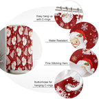 Red Christmas Shower Curtain, Santa Claus Merry Christmas Tree Shower Curtains Set with Hooks, Winter Snowflake Waterproof Fabric Bathroom Curtains Decor Home Accessories,72X 96 Inch Extra Long