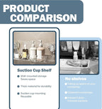 Bathroom Corrugated Suction Cup Storage Holder, Illuminate Suction Cup Shelves, No-Drill Wall Mounted Suction Cup Bathroom Storage Rack Shelf for Shower Kitchen