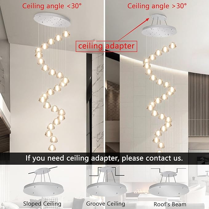 25-Lights Modern Crystal Chandeliers for Staircase LED Handing Light Fixture for Foyer Hallway