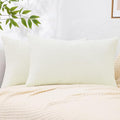 decorUhome Chenille Cream White Throw Pillow Covers 12x20 Inch Set of 2, Decorative Soft Couch Pillow Covers Solid Dyed Accent Velvet Farmhouse Neutral Rectangle Pillow Cases for Sofa Bed Living Room