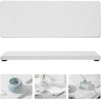 2PCS Bathroom Sink Trays, Water Absorbing Diatomite Stone Quick Drying Mat for Kitchen Counter, Dish Rack Soap Dispenser Sponge Holder Caddy Vanity Organizer, White, 9"x3.5"