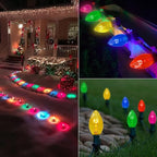 C7 Christmas String Lights-25Ft Vintage Christmas Lights with 27 Multicolor C7 Light Bulbs (2 Spare),C7 Christmas Lights Outdoor for Christmas Party Backyard Wedding- Green Wire