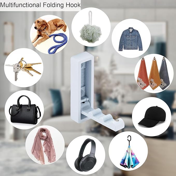 Foldable Coat Hooks 4 Pack,Heavy Duty Wall Hooks for Hanging Coats Towels Backpacks Bags White Towel Hooks for a Functional Home (White, 4)