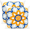 Decorative Throw Pillow Covers Set of 2 Dahlia Floral Pillow Covers 20x20 inch Super Soft Short Plush Square Throw Pillows,Farmhouse Outdoor Pillow Covers for Couch Sofa Bed Living Room