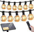 50ft Solar String Lights with Remote, 25+1 LED Bulbs Patio Lights Outdoor Waterproof, G40 Dimmable Deck Lights for Outside Garden Fence Backyard Decor