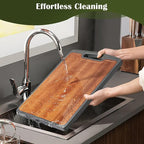 Titanium Cutting Board Double Sided, 15” Wood Cutting Board for kitchen, GR1 Titanium & Ebony Large Chopping Board for meat with Juice Groove for Meat & Veggies