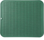 Silicone Dish Drying Mat for Multiple Usage,Easy clean,Eco-friendly,Heat-resistant Silicone Mat for Kitchen Counter or Sink,Refrigerator or Drawer Liner Green 2XL 24 inches x 18 inches