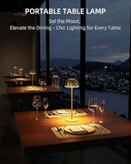 Cordless Table Lamp, Rechargeable, Touch control, 3 Color Temperature, Stepless Dimming, LED Memory Function, Portable, Battery Operated Lamp for Bedroom Restaurant Dinning Kitchen Bedside Nightstand