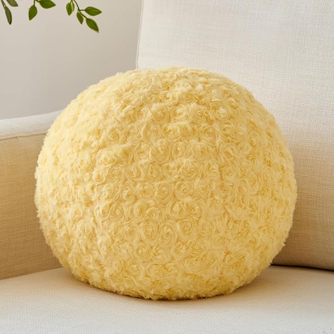 Ball Pillow, Decorative Round Pillow for Couch n, Circle Throw Pillows, Perfect Ball Pillows for Couch, Stylish Decorative Pillows, Versatile Round Throw Pillow (Goose Yellow, Mini-8.6 Inches)