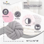 Uvvyui Knot Pillows, 14 Inch Decorative Throw Pillows Round Pillows Cushion, Soft Handmade Knotted Ball Pillow Plush Cushion Home Decor for Bed Couch Living Room (Light Gray, 14 Inch)