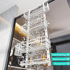 HapiRm 4 Tier Over the Door Shower Caddy, Hanging Shower Caddy with 22 Hooks and 2 Toothbrush Holders, No Drilling Adjustable Hanging Bathroom Organizer - White