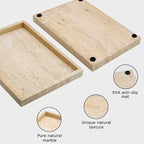 Travertine Tray,Bathroom Vanity Tray Non-Ceramic/Non-Resin,Marble Perfume Decorative Tray 12 x 8 inch (Travertine)