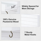 Key Holder Wall Mount, Entryway Mail Organizer with Shelf, Decorative Key Hanger with 7 Hooks Holds Leashes and Glasses, Includes Mounting Hardware (13.8” x 5.3” x 3.2”)