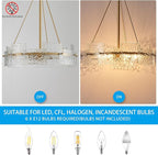 XINGQI Gold Chandelier Modern Farmhouse 6-Light 19.7" Water Ripple Glass Drum Chandeliers Height Adjustable Rustic Pendant Lighting Fixture for Dining Room Living Room Kitchen Island Bedroom