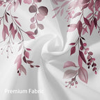 Eucalyptus Shower Curtain, Dark Red Watercolor Leaves with Floral Botanical Bathroom Decor, Waterproof Fabric Bath Curtain Set with Hooks, 72x72 Inches