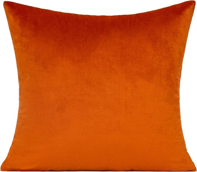 Burnt Orange Fall Throw Pillow Covers 18x18 Decorative Outdoor Thanksgiving Autumn Couch Rust Velvet Decor Cushion Cases Home Decoration for Porch Patio Sofa Bedroom Car Set of 2