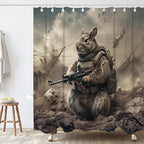 Modern Cute Shower Curtain Abstract Squirrel Theme Bathroom Bathtubs Fabric Aesthetic Shower Curtain Set with 10 Hooks 72 x 60 inches Waterproof Machine Washable Grey and Black