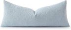 MIULEE Textured Boucle Throw Pillow Cover Light Blue Accent Solid Lumbar Pillow Case Decorative Soft Pack of 1 Couch Cushion Chair Sofa Bedroom Livingroom Home Decor,36x14 Inch