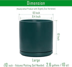 D'vine Dev Set of 2 Plants Pots, 10 Inch Ceramic Planter Pot for Plants with Drainage Hole and Saucer, Teal, 94-V-E-9
