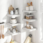Floating Shelves for Wall with Invisible Brackets, Wall Mounted Engineered Wood Shelves with Wood Grain for Living Room, Bedroom, Bathroom, Kitchen Decor and Storage, Oak, 12"L Set of 3, White