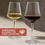 Tritan-Plastic Floating Red Wine Glasses for Pool Set of 2, 15 oz Holiday Drinkware Durable Wine Glasses with Long Stem, Ideal for Home, Party, Wedding, Beach