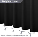 No Hook Shower Curtain, Black Modern Chevron Striped Luxury Hotel Style, Washable Waterproof Fabric for Bathroom, 15 Seconds Quick Install, 72W x 74L Inches