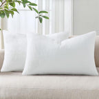 Pallene Faux Fur Plush Lumbar Throw Pillow Covers 12x20 Set of 2, Soft Fluffy Couch Pillow Covers for Living Room, White