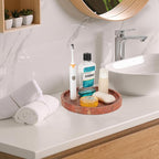 WORHE Natural Marble Decorative Tray for Bathroom Bedroom Kitchen Dresser, Round Vanity Trays for Jewelry, Perfume, Cosmetic, Candle, Countertop Storage Organizer for Home Decor Color Red (WH039)