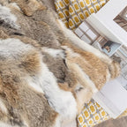 Rabbit Pelt Sofa Pillow Case Home Living Room for Decorative Fur Cushion Cover Throw Pillows Covers Case (Yellow) 16in×16in