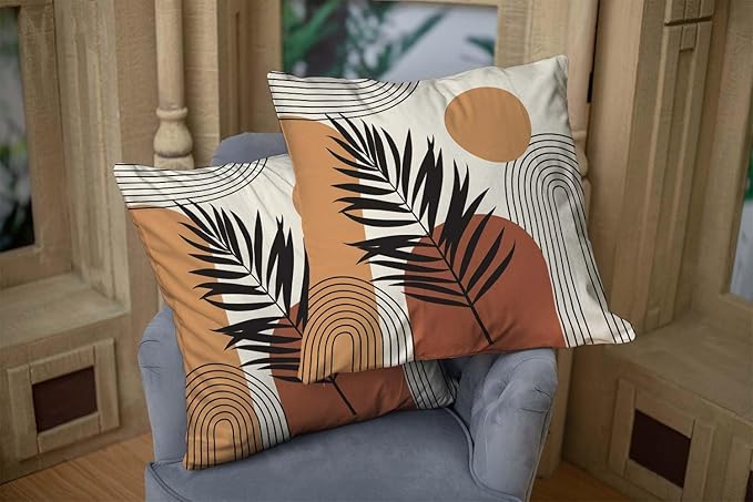 CAPSCEOLL Boho Abstract Throw Pillow Covers 16X16 Set of 2,Modern Abstract Art Organic Pillow Cases Cushion Covers for Living Room Bedroom Decorative Throw Pillowcases for Sofa Couch Chair