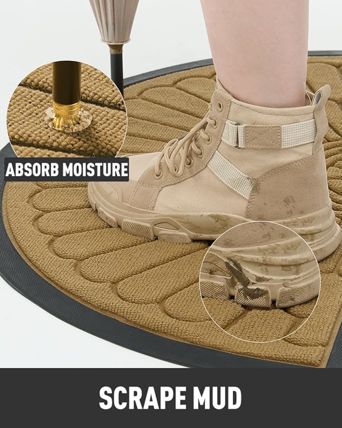 tchdio Door Mat Outdoor Indoor Entrance Doormat-Semicircular Durable Rubber Non Slip Front Door Mat for Outside Inside Entry Entryway Dirt Trapper WelcomeMat for Muddy Paws and Shoes-Yellow 24”x47”