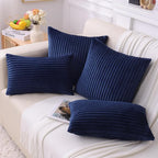 Simmore Decorative Throw Pillow Covers 26x26 Set of 2, Soft Natural Plush Flannel Double-Sided Fluffy Couch Pillow Covers for Sofa Living Room, Navy Blue