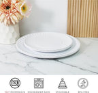 TP Melamine Dinner Plates Set of 8, 8" Salad Dessert Plates and 10.5" Dinner Plates, Dinnerware Set for 4, Indoors and Outdoors, White