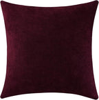 Jeneoo Burgundy Decorative Throw Pillow Covers Soft Chenille Comfy Solid Couch Cushion Case Decor (Set of 1, 24 x 24 Inches)