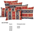 Throw Pillow Covers Kilim Red and Blue - 16 x 16 Inches Decorative Pillows, Persian Room Decor for Couch, Bohemian Square Case for Window Seat, Ethnic Cushions, Aztec Tapestry