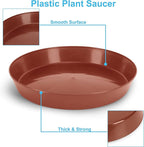 21 Inch (19 Inch Base) Case of 5 Plant Saucer - Terra Cotta Colored Polypropylene - Heavy Duty Indoor/Outdoor Tray and Drip Pan - Collects Flower Pot Excess Water Made in USA