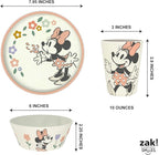 Zak Designs Disney Kids Dinnerware Set 3 Pieces, Durable and Sustainable Melamine Bamboo Plate, Bowl, and Tumbler are Perfect For Dinner Time With Family (Minnie Mouse)