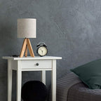 HAITRAL Small Bedside Table Lamp - Wooden Tripod Nightstand Lamp for Bedroom, Living Room, Office, Home with Fabric Linen Shade - 13.4 Inches (Without Bulb)