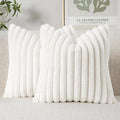 MIULEE Faux Fur Christmas Decorative Throw Pillow Covers 20x20 Inch Set of 2, Modern Spring Home Decor Soft Plush Couch Pillows Cozy Fluffy Cushion Covers for Sofa Bed White