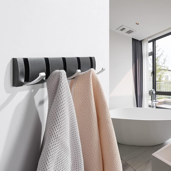 Wall-Mounted Coat Hooks, Black Silver