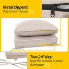 AAAAAcessories Outdoor Deep Seat Cushions, Waterproof, Fade-Resistant Patio Furniture Replacement Cushions, 23.5" x 25.5" x 5" + 23.5" x 13.5", Set of 4, Khaki Beige