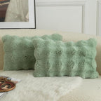 MANDIOO Pack of 2 Thick Plush Wool Decorative Throw Pillow Covers Super Soft Wave Bubble Fur Velvet Cushion Covers Pillow Shams for Couch Bed Living Room 16x24 Inch Sage Green