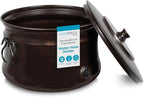 BIRDROCK HOME Water Hose Holder - Decorative Metal Pot, Indoor or Outdoor, Garden Storage Organizer, Patio Portable Bucket - Distressed Bronze, Holds up to 200ft Hoses, Large with Lid