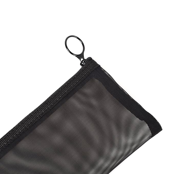 patu Zipper Mesh Bags, Long Case, 5 Pieces, Beauty Makeup Cosmetic Accessories Organizer, Travel Toiletry Kit Set Storage Pouch, Black